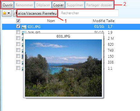 Capture écran de NetGyver Express : ouverture d'un dossier distant.